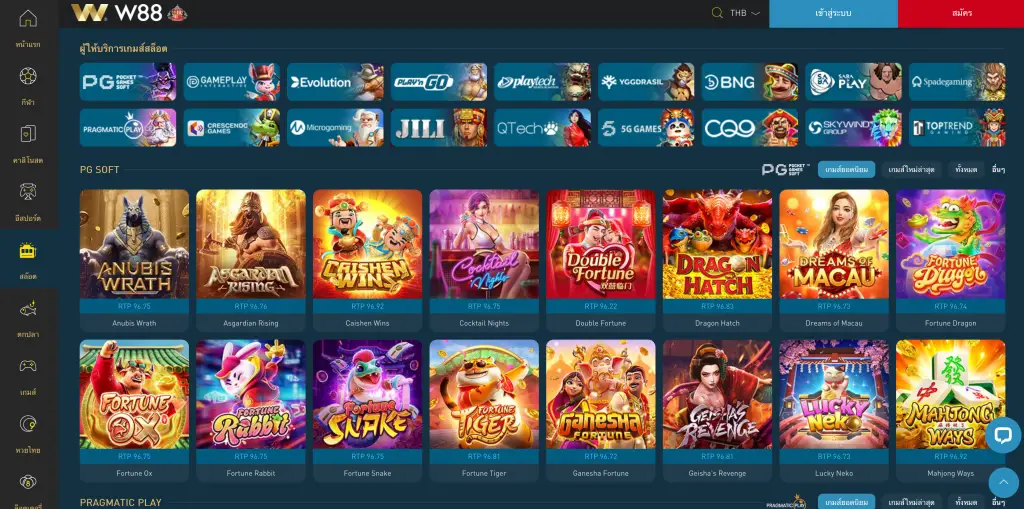 สล็อต W88 – ตัวอย่างธีมเกม